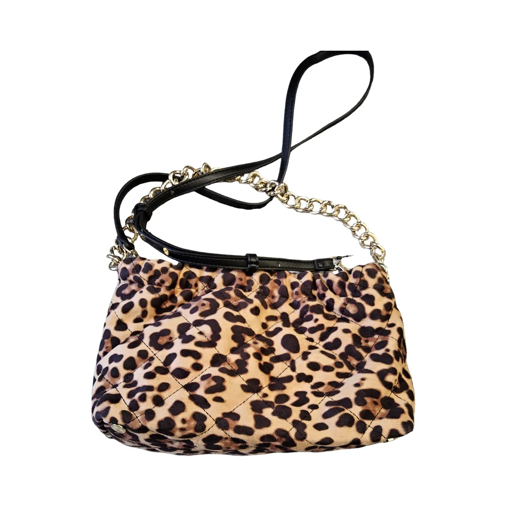 New INC International Concepts Brown and Black Crossbody Bag with Leopard Print